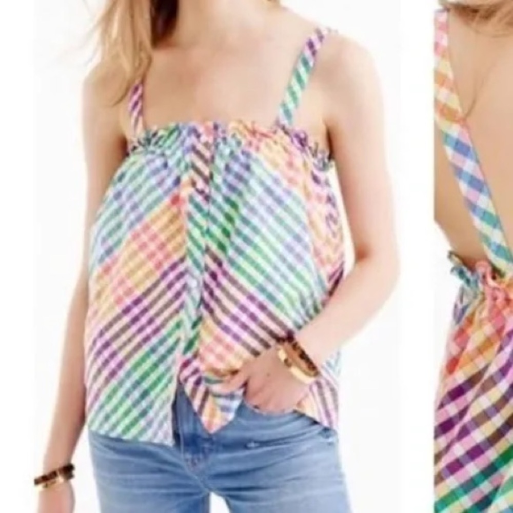 Jcrew rainbow striped spaghetti top.  Like new.  SZ 6